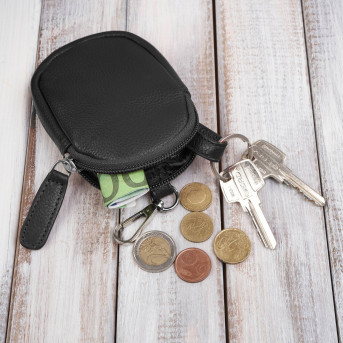 Torebka damska listonoszka skórzana z etui na klucze i drobiazgi czarna E-34-BL