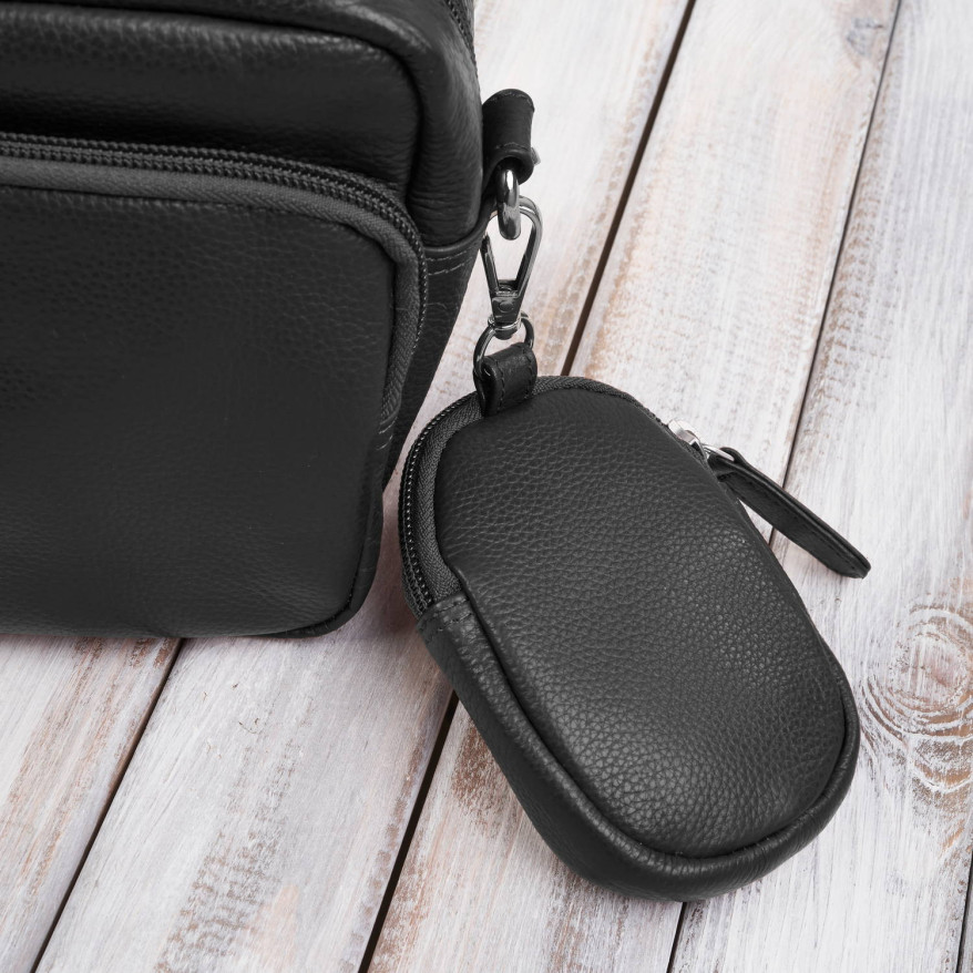 Torebka damska listonoszka skórzana z etui na klucze i drobiazgi czarna E-34-BL