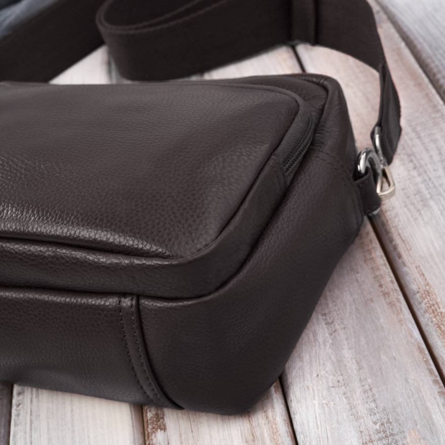 Torebka damska listonoszka skórzana z etui na klucze i drobiazgi brązowa E-34-BR