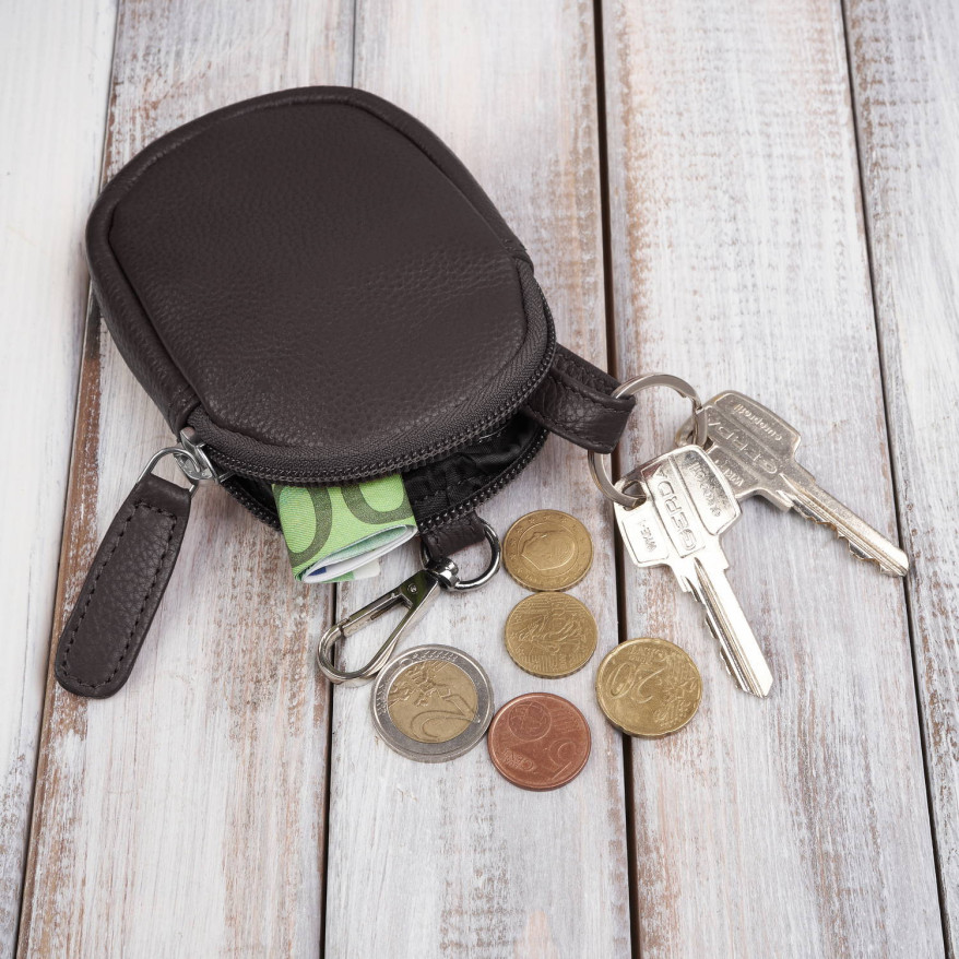 Torebka damska listonoszka skórzana z etui na klucze i drobiazgi brązowa E-34-BR