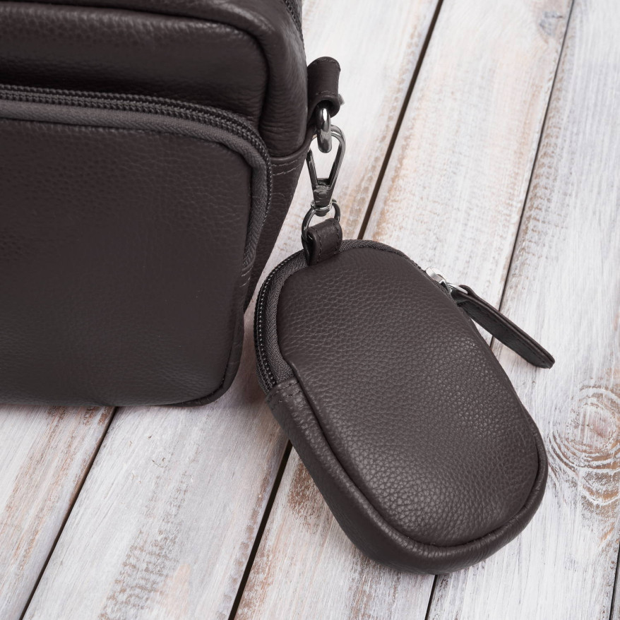 Torebka damska listonoszka skórzana z etui na klucze i drobiazgi brązowa E-34-BR