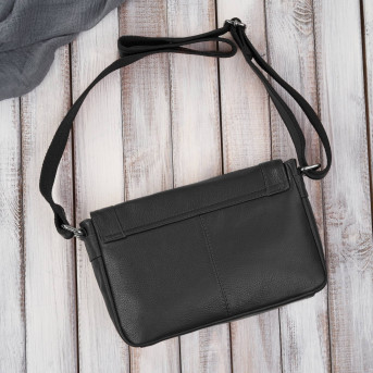 Torebka damska mała listonoszka skórzana na ramię czarna E-35-BL