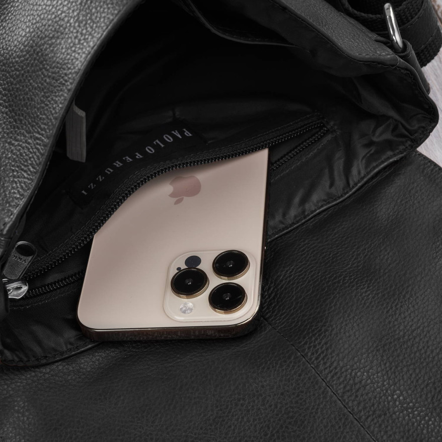 Torebka damska mała listonoszka skórzana na ramię czarna E-35-BL