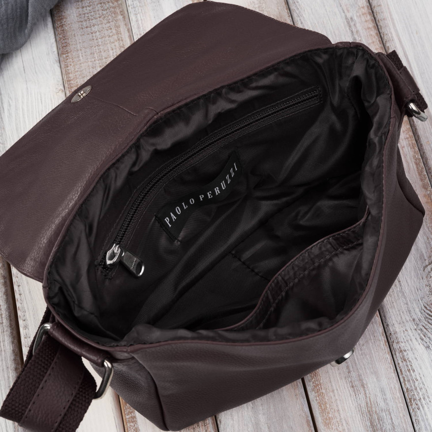 Torebka damska mała listonoszka skórzana na ramię brązowa E-35-BR