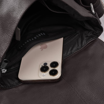 Torebka damska mała listonoszka skórzana na ramię brązowa E-35-BR