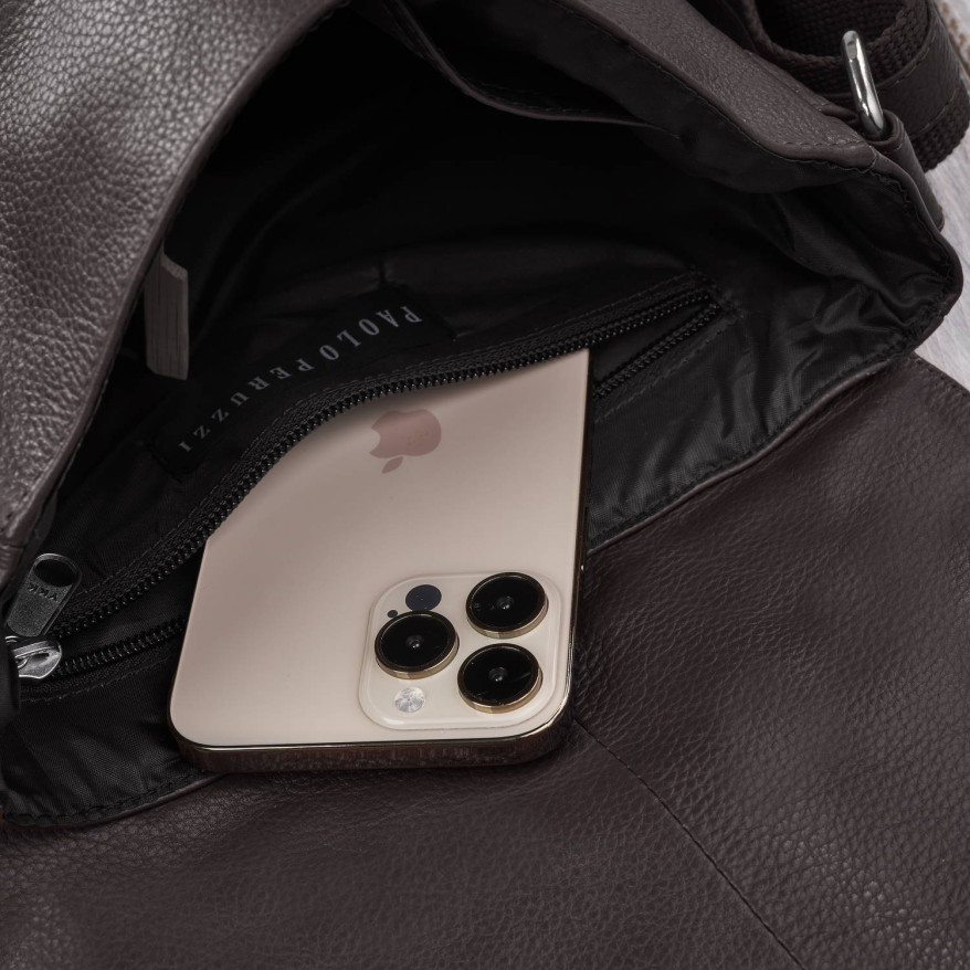 Torebka damska mała listonoszka skórzana na ramię brązowa E-35-BR