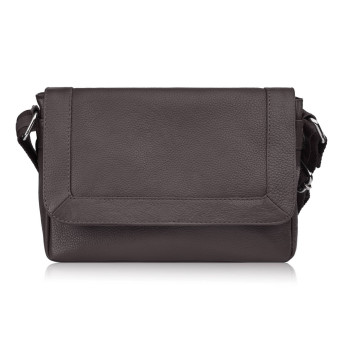 Torebka damska mała listonoszka skórzana na ramię brązowa E-35-BR