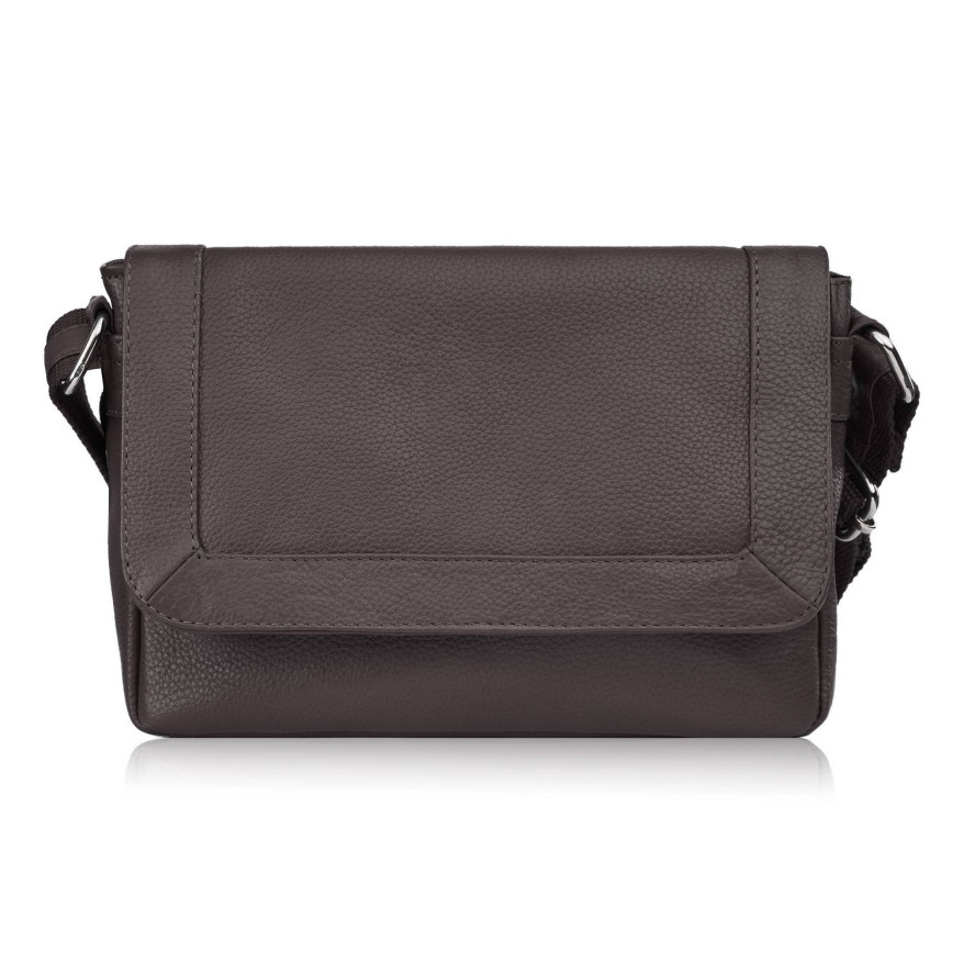 Torebka damska mała listonoszka skórzana na ramię brązowa E-35-BR