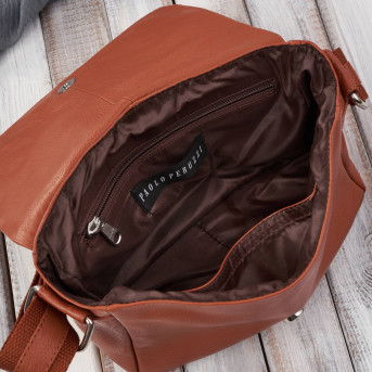 Torebka damska mała listonoszka skórzana na ramię koniakowa E-35-CG