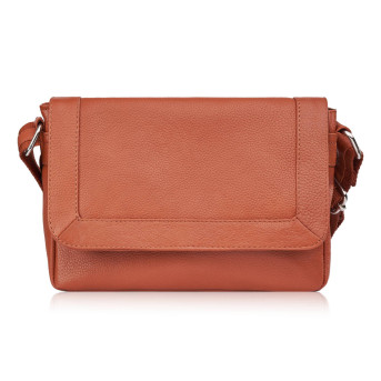 Torebka damska mała listonoszka skórzana na ramię koniakowa E-35-CG