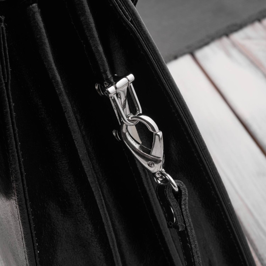 Aktówka męska skórzana do ręki i na ramię elegancka czarna S-42-BL
