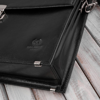 Aktówka męska skórzana do ręki i na ramię elegancka czarna S-43-BL