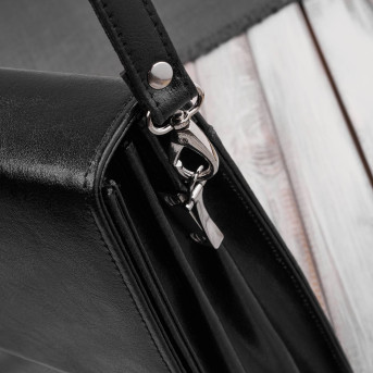 Aktówka męska skórzana do ręki i na ramię elegancka czarna S-43-BL