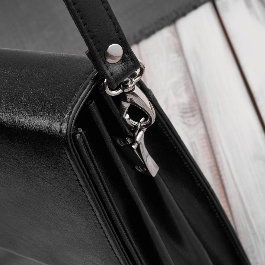 Aktówka męska skórzana do ręki i na ramię elegancka czarna S-43-BL
