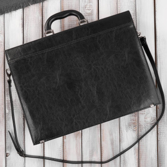 Aktówka męska skórzana do ręki i na ramię elegancka czarna S-43-BL