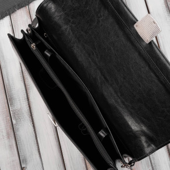 Aktówka męska skórzana do ręki i na ramię elegancka czarna S-43-BL