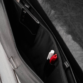 Aktówka męska skórzana do ręki i na ramię elegancka czarna S-43-BL