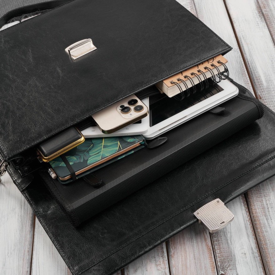 Aktówka męska skórzana do ręki i na ramię elegancka czarna S-43-BL