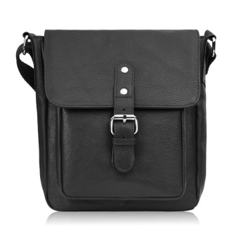 Listonoszka męska retro vintage ze skóry naturalnej czarna Paolo Peruzzi E-32-BL