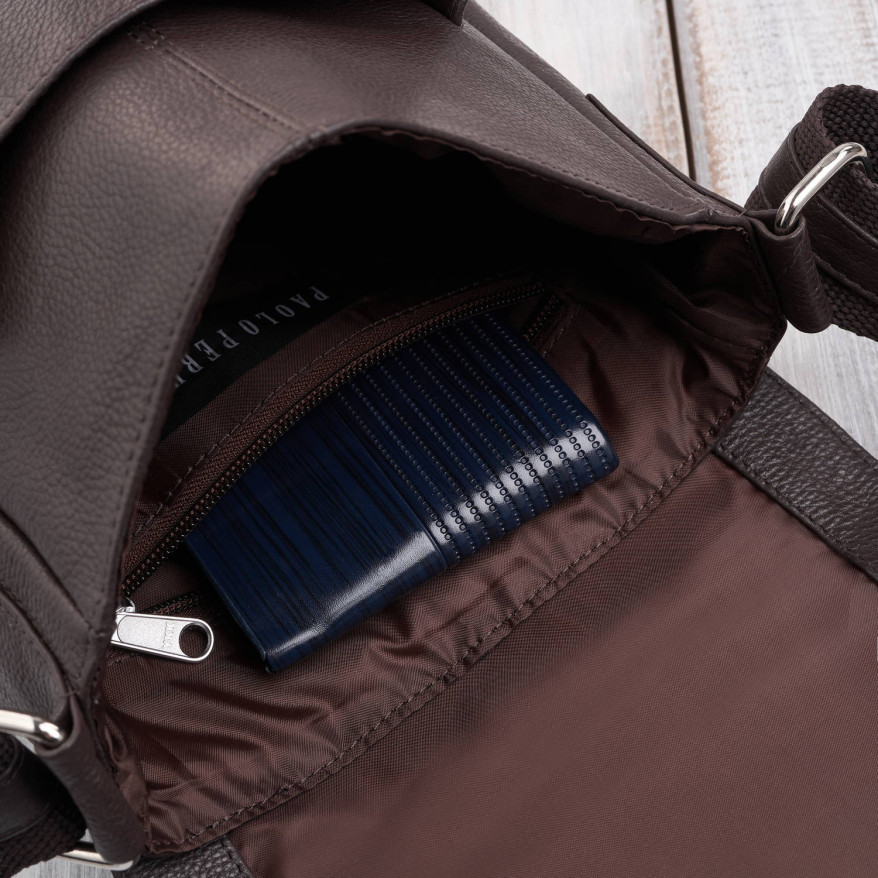 Listonoszka męska retro vintage ze skóry naturalnej czarna Paolo Peruzzi E-32-BR