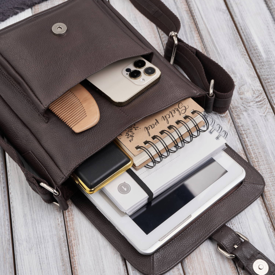 Listonoszka męska retro vintage ze skóry naturalnej czarna Paolo Peruzzi E-32-BR