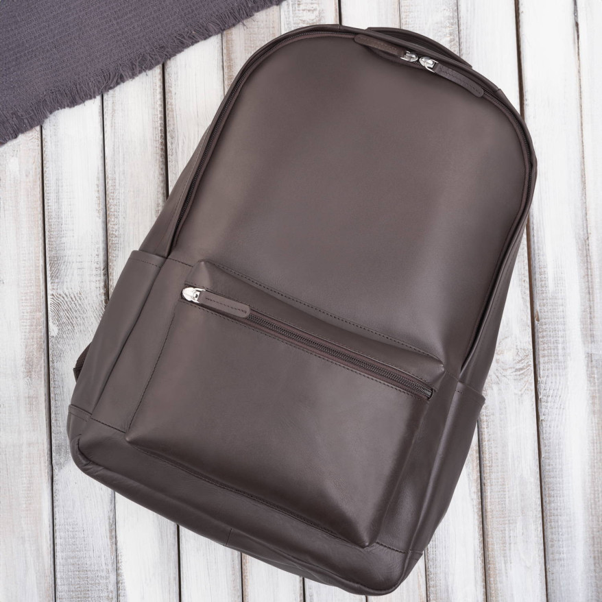 Plecak skórzany unisex do pracy na laptopa do szkoły A4 brązowy E-29-BR