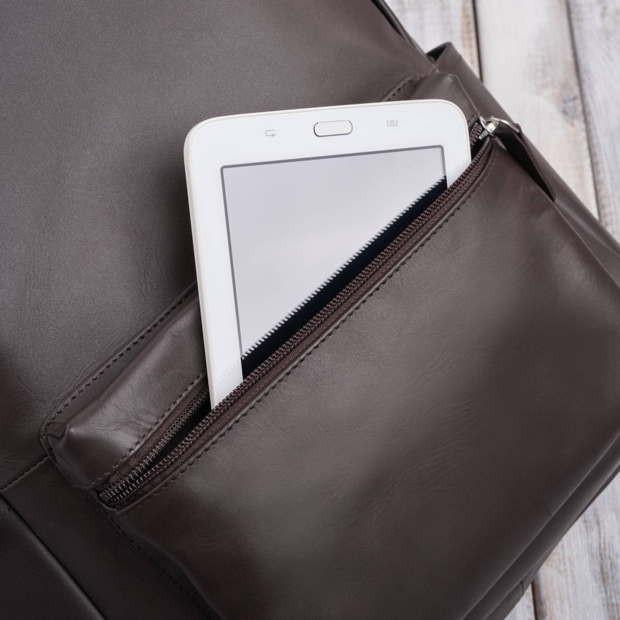 Plecak skórzany unisex do pracy na laptopa do szkoły A4 brązowy E-29-BR