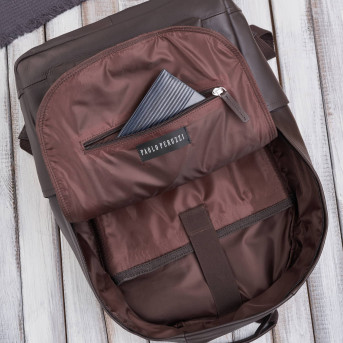 Plecak skórzany unisex do pracy na laptopa do szkoły A4 brązowy E-29-BR