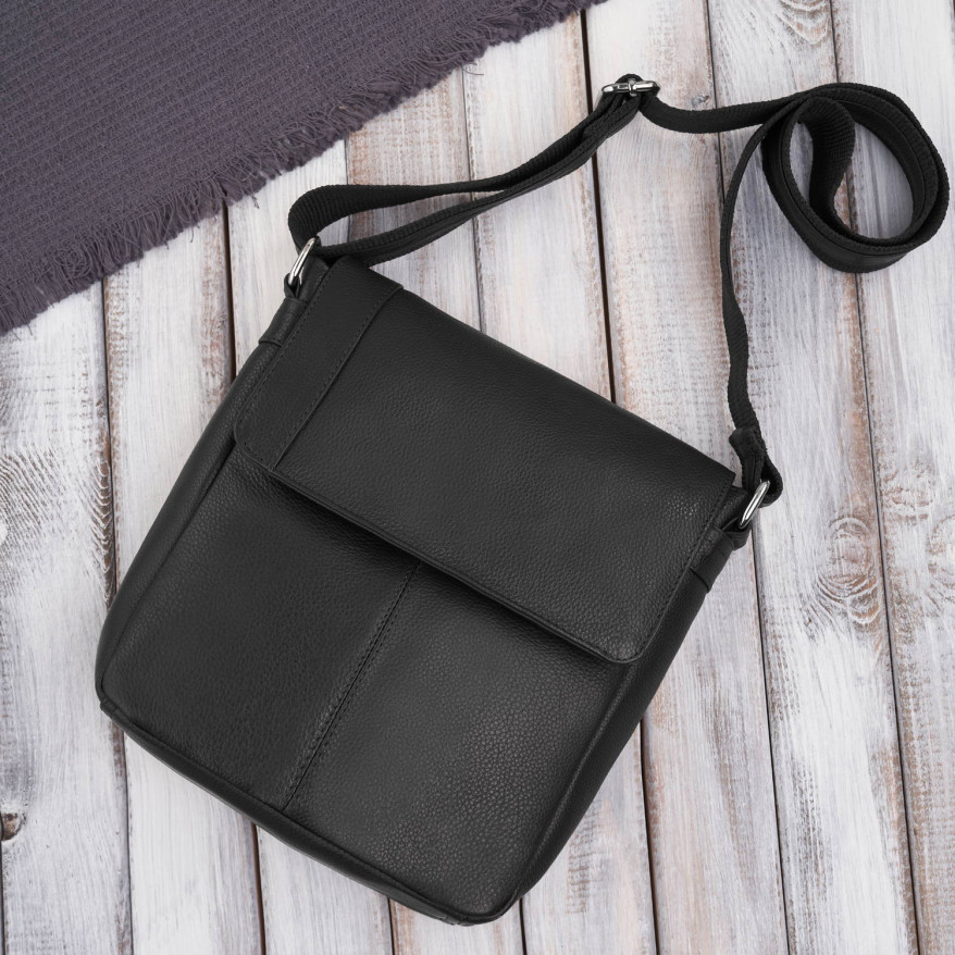 Listonoszka męska klasyczna ze skóry naturalnej czarna Paolo Peruzzi E-31-BL