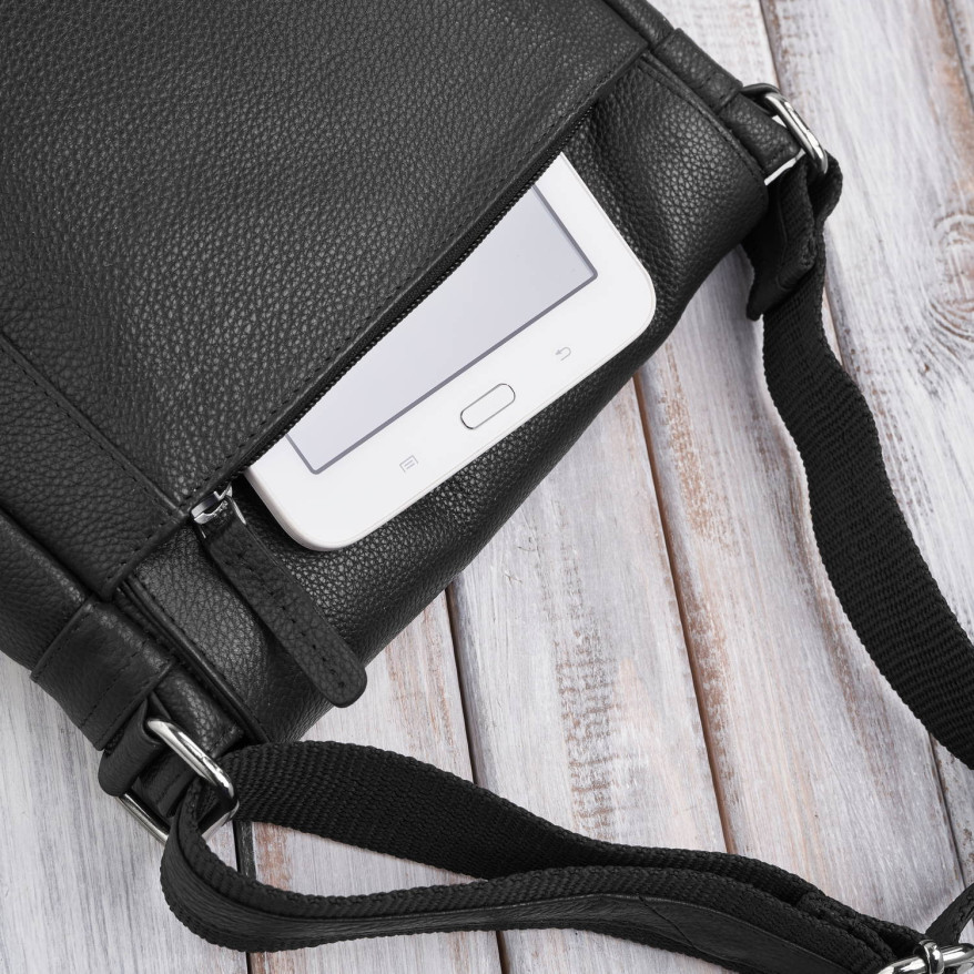 Listonoszka męska klasyczna ze skóry naturalnej czarna Paolo Peruzzi E-31-BL