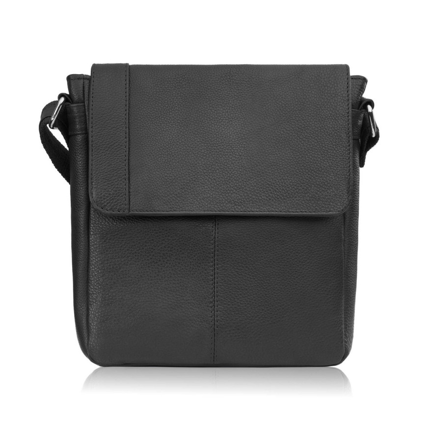 Listonoszka męska klasyczna ze skóry naturalnej czarna Paolo Peruzzi E-31-BL