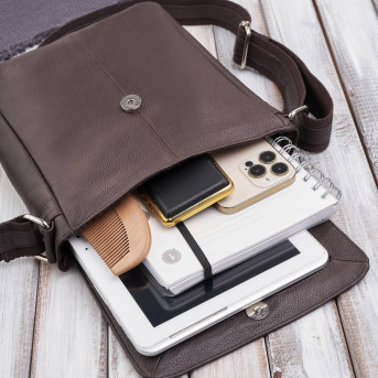 Listonoszka męska klasyczna ze skóry naturalnej czarna Paolo Peruzzi E-31-BR