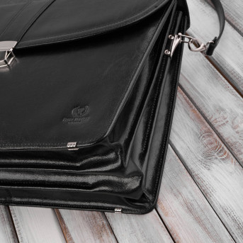 Aktówka męska skórzana do ręki i na ramię elegancka czarna S-42-BL