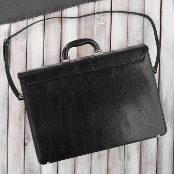 Aktówka męska skórzana do ręki i na ramię elegancka czarna S-42-BL