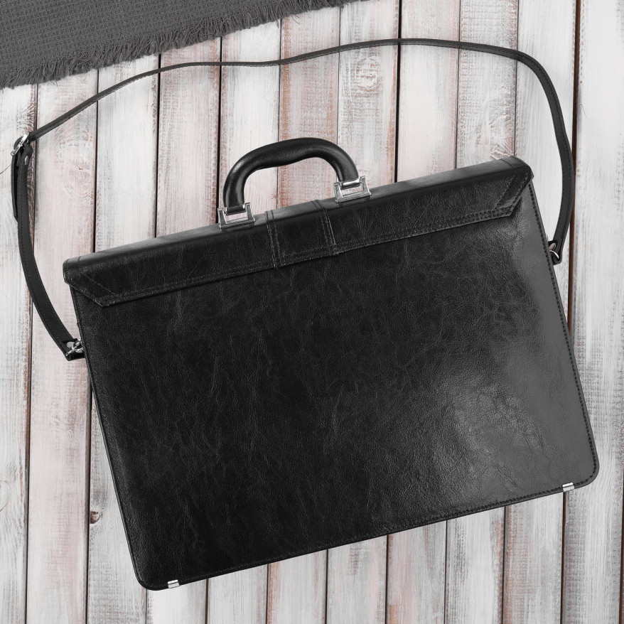 Aktówka męska skórzana do ręki i na ramię elegancka czarna S-42-BL