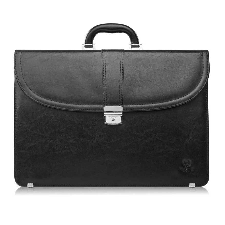 Aktówka męska skórzana do ręki i na ramię elegancka czarna S-42-BL