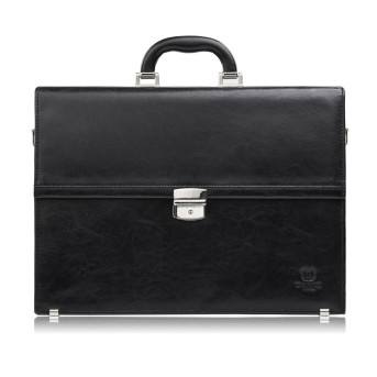 Aktówka męska skórzana do ręki i na ramię elegancka czarna S-44-BL