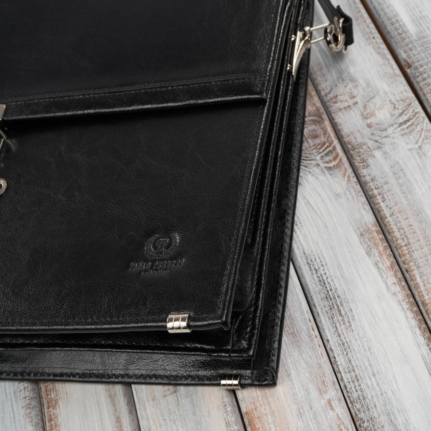 Aktówka męska skórzana do ręki i na ramię elegancka czarna S-44-BL