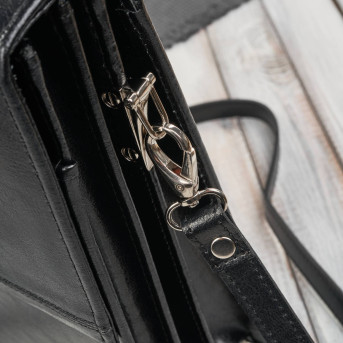 Aktówka męska skórzana do ręki i na ramię elegancka czarna S-44-BL