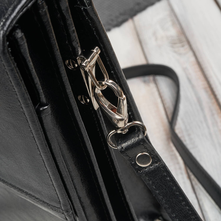 Aktówka męska skórzana do ręki i na ramię elegancka czarna S-44-BL