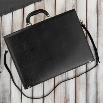 Aktówka męska skórzana do ręki i na ramię elegancka czarna S-44-BL