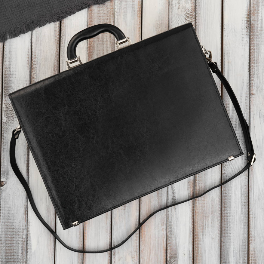 Aktówka męska skórzana do ręki i na ramię elegancka czarna S-44-BL