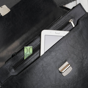 Aktówka męska skórzana do ręki i na ramię elegancka czarna S-44-BL