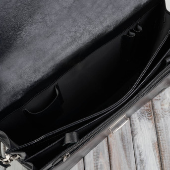 Aktówka męska skórzana do ręki i na ramię elegancka czarna S-44-BL