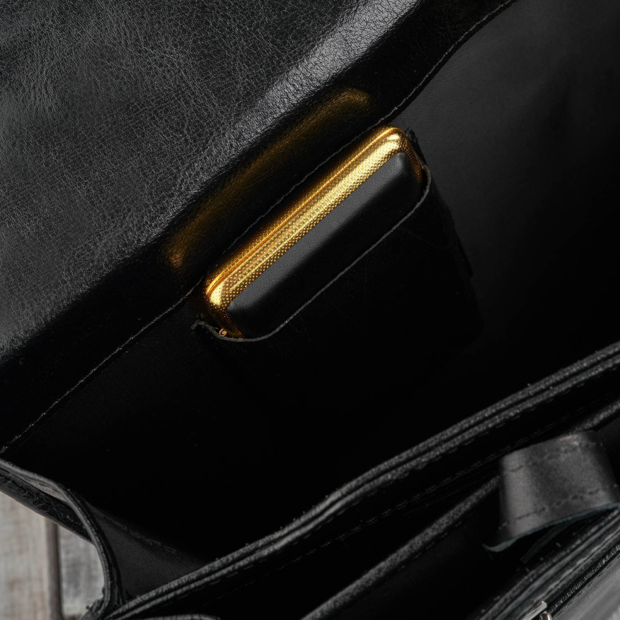 Aktówka męska skórzana do ręki i na ramię elegancka czarna S-44-BL