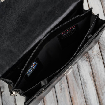 Aktówka męska skórzana do ręki i na ramię elegancka czarna S-44-BL