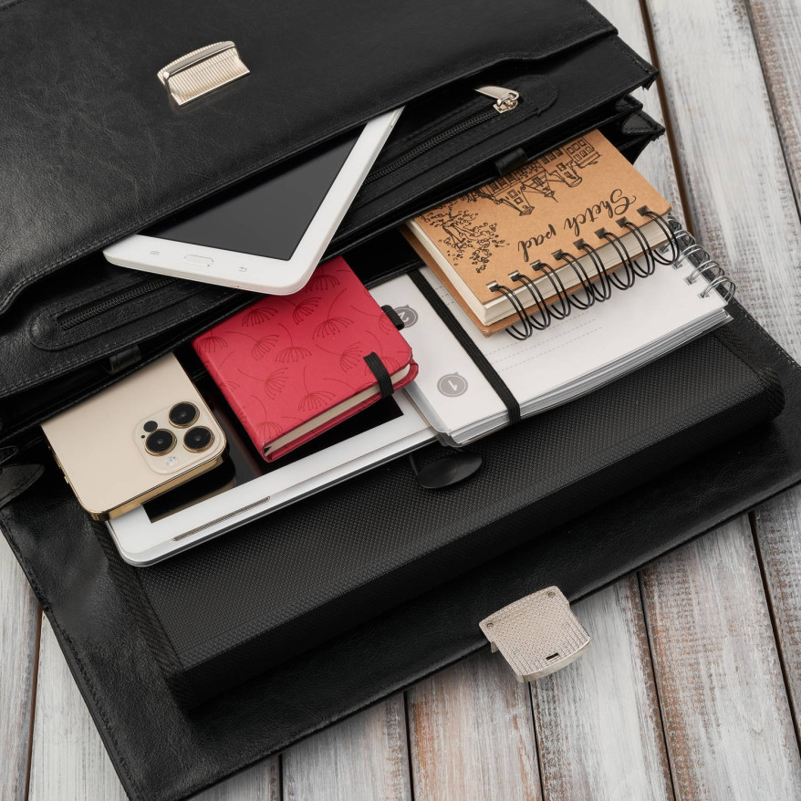 Aktówka męska skórzana do ręki i na ramię elegancka czarna S-44-BL