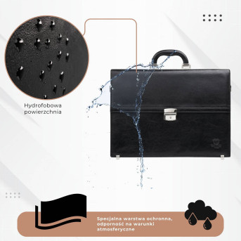 Aktówka męska skórzana do ręki i na ramię elegancka czarna S-44-BL