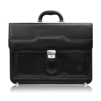 Aktówka męska skórzana do ręki i na ramię elegancka czarna S-45-BL