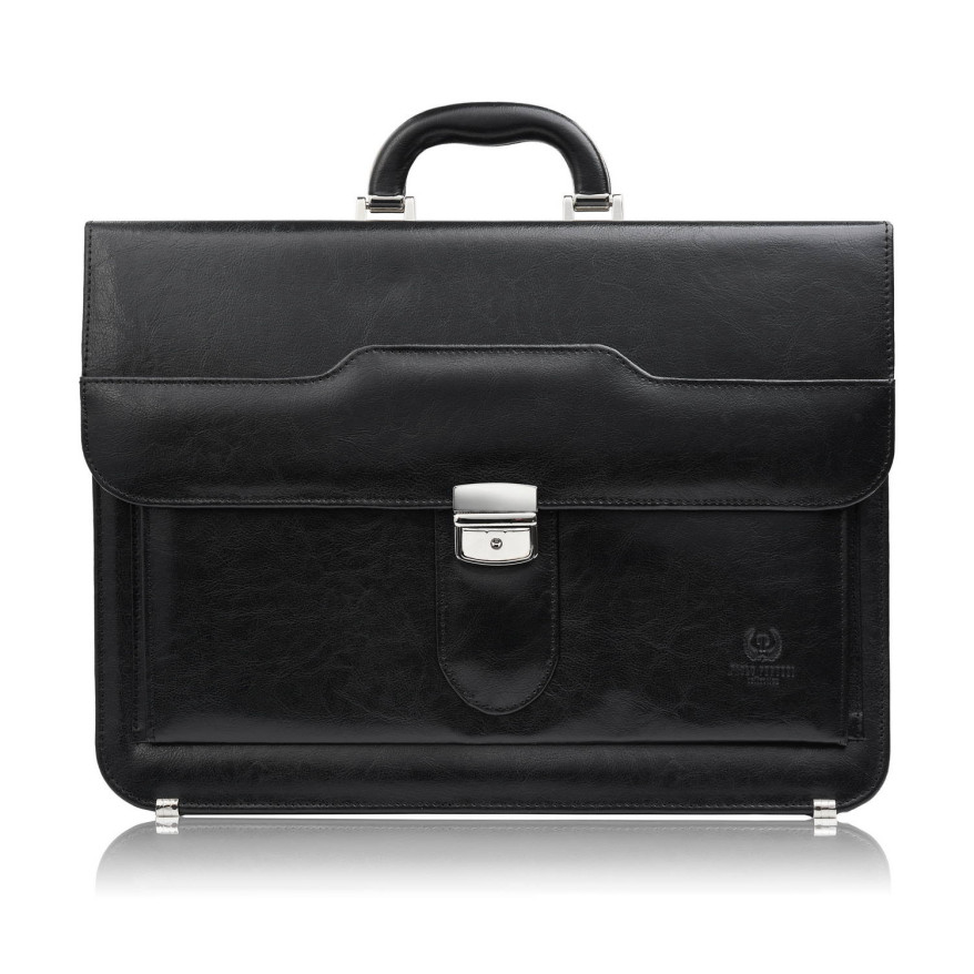 Aktówka męska skórzana do ręki i na ramię elegancka czarna S-45-BL